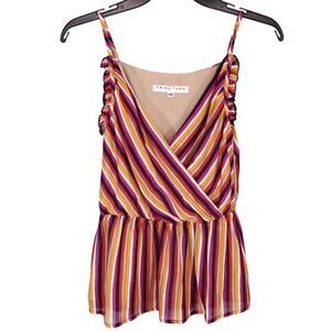 Trina Turk Top Womens XS Camisole Blouse Spaghetti Straps Lined Pink Orange